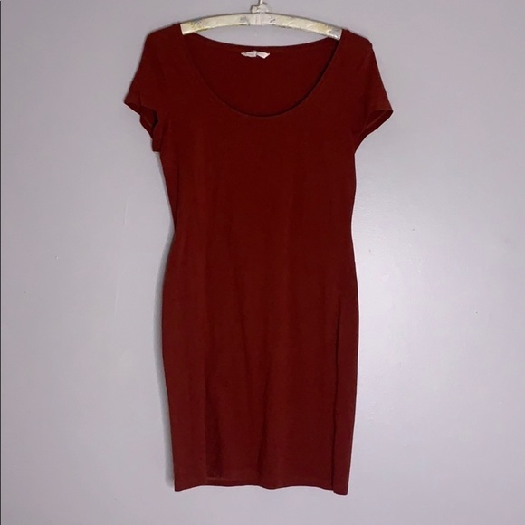 H&M Basic Short Sleeve Brick Red T-shirt Dress mini women’s small - Picture 2 of 6
